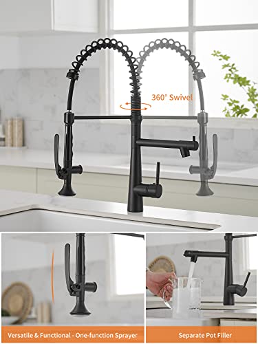 Image of Matte Black Kitchen Faucet with Sprayer,AIMADI Commercial Single Handle | One Hole Pull Down Sprayer Kitchen Faucets