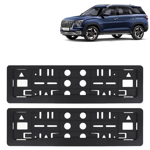 Image of KINGSWAY Alcazar Car Number Plate Frames for All 2021 Onwards Models of Hyundai Car Registration Plate Holders, Black Licence Plate Covers (Front and Rear), Universal Size 51.5 x 14.5 cm