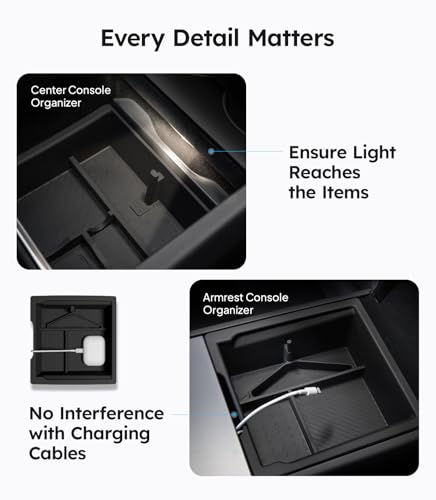 Image of Wigoo for 2026 Tesla Model Y /3 /YL Accessories Console Organizer 2PCS Black