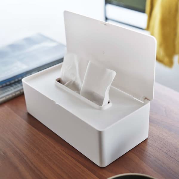 【新品】テッシュケース収納付き/ホワイト Amazon｜蓋付きティッシュケース タワー tower レギュラーサイズ 5720