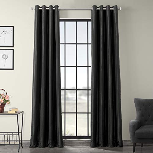 Hpd Half Price Drapes Grommet Faux Silk Taffeta Blackout Curtains For Bedroom 50 X 84 (1 Panel), Ptch-Bo41-84-Gr, Black #TOP21