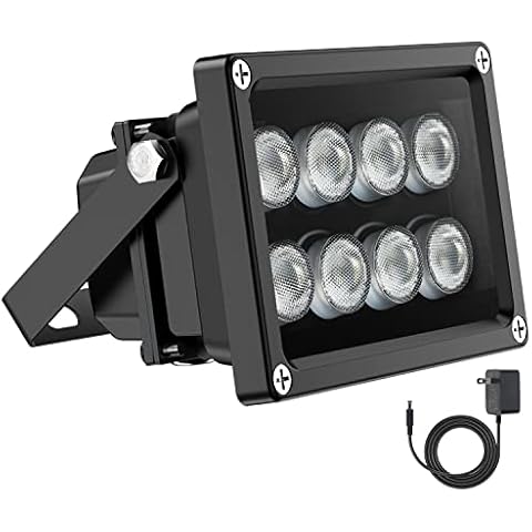 Univivi IR Illuminator 90 Degree Wide Angle 8-LEDs IR Infrared Light 850nm Infrared Illuminator for Night Vision IP67 Waterproof Outdoor for Security Cameras Cover