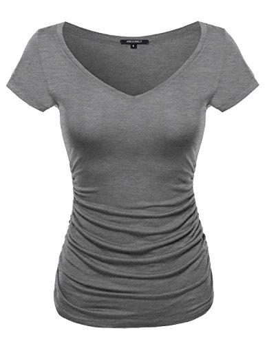 Awesome21 Women's Basic Solid Short Sleeve Top