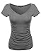 Awesome21 Women's Basic Solid Short Sleeve Button Placket Top