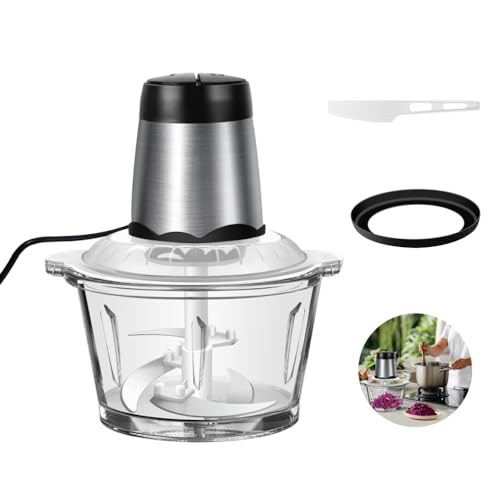 Multi Blender Mixer Food Processor Meat Chopper Electric Fruit & Vegetable Mini Chopper Meat Mincers for Home Use -2L Food Capacity Glass Bowl -4 bi-Level Blades-2 Speeds