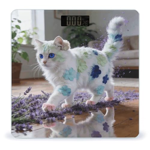 Báscula digital Flower Cat para baño con pantalla LCD miniatura 1
