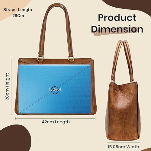 Image of Storite Tote Bag for Woman | Shoulder Bag Fits Upto 15.6 in Laptop | Office Work Handbag | PU Leather Handbag | Daily & Travel Use