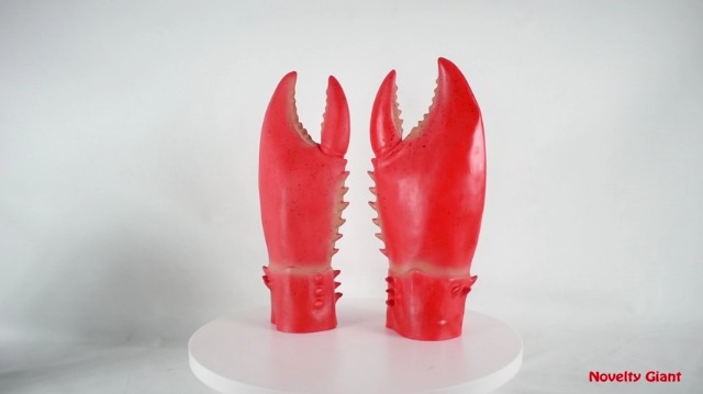 Gants En Latex Avec Griffes De Crabe Homard - Accessoires Costume Animal Cosplay Fête Rouge Taille Unique