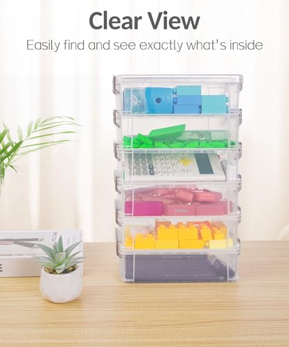 Sooez 6 Pack Extra Large Pencil Box, Plastic Pencil Case Crayon Box Bulk, Clear Marker Organizer Plastic Containers With Lid thumb #4