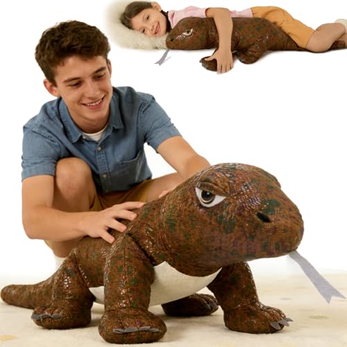 MorisMos Giant Komodo Dragon Stuffed Animal Pillow, 32 Plush Komodo Dragon Toy for Kid Girl Boy Birthday Gift, Realistic Big Monitor Lizard Stuffed Animal,Living Modern-Day Dinosuar Dragon Decoration