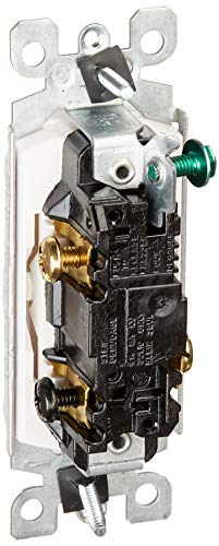 Leviton 5603-2W 15 Amp, 120/277V, Decora Rocker 3-Way Ac Quiet Switch, Residential Grade, Grounding, 10 Pack, White #TOP1