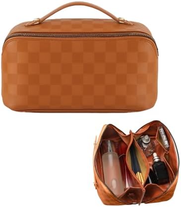 Travel Makeup Bag,Large Capacity Cosmetic Bags for Women,Waterproof Portable Pouch Open Flat Toiletry Bag Pattern Makeup Bag