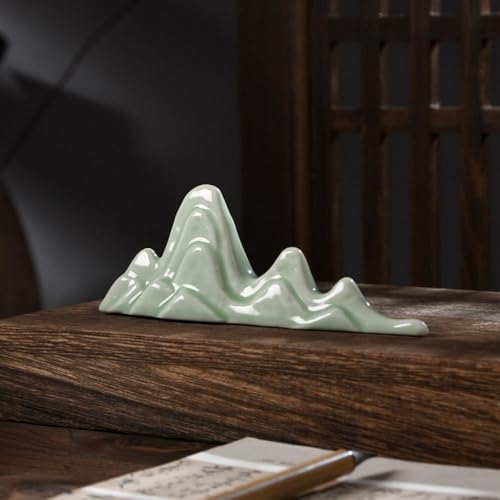Image of Ceramic Pen Holder & Brush Stand - Green - Calligraphy & Painting Brush Organizer