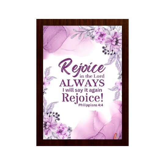 Printality BibleVerseRejoice in the lord PHILIPPIANS 4:4Wall Photo Frames Photo Frame For Wall Christians Photo Frames Size Hanging Fram for, Bedroom, Hall, Living Room(21 X29 CM NR-027)