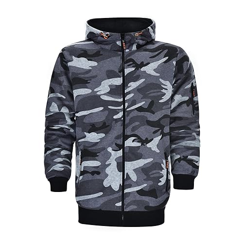 Cardigan à capuche zippé style camouflage d'hiver pour un look moderne