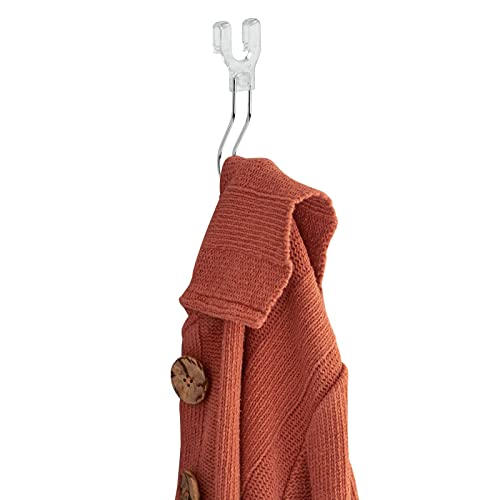 Mdesign Hanging Closet Storage Hook - Organizes Handbags, Scarves, Ties, Belts, Accessories - Great For Men, Women & Kids Bedroom, Hall & Coat Closet - Hangs Below Wire Shelving, 4 Pack - Chrome/Clear #TOP5