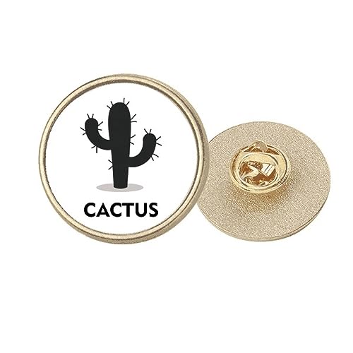 Broche ronde cactus en métal doré ciselé, accessoire de qualité aux finitions vertes émaillées