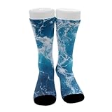 Meaudiwes Fashion Dress Decor Socks, Comfortable Work Leisure Sports Socks For Girls And Boys Ocean Beach Theme Sea Waves