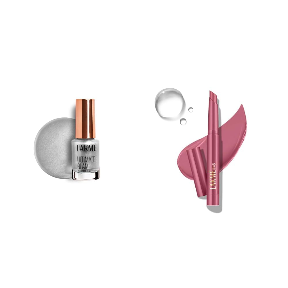 LAKME Ultimate Glam Chrome Nail Paint, Silver 6ml Lakme 9 to 5 Forever Matte Lip Crayon, Moment Mauve 1.1g-picture-23