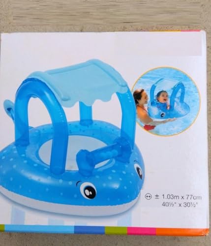 Luteti Baby Pool Float with Canopy UPF50+ Sun Protection, Inflatable Baby Swim Float with Toy Play Console & Adjustable Safety Seat, Toddler Infant Pool Floaties - Image 2