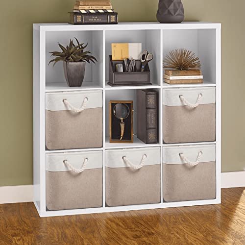 Mangata Fabric Storage Baskets,33 x 38 x 33cm Large Foldable Storage Boxes for Organizing Clothes Shelf Nursery Closet(Beige/White - Image 2