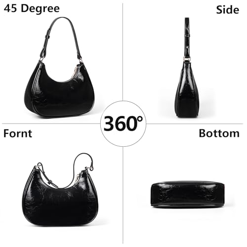 Image of Crescent Shoulder Bag Purse for Women Red Bag Faux Leather Hobo Handbag Solid Color Half Moon Crossbody Purse