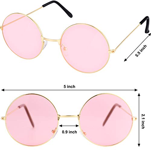 16 Pairs 60s 70s Hippie Circle Glasses Colorful Glasses for Women Men Costume Party Favor(Rainbow Color Set)2