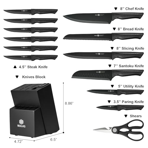 Knife Set, 15-Piece Kitchen Knife Set with Block and Built-in Sharpener - image 2
