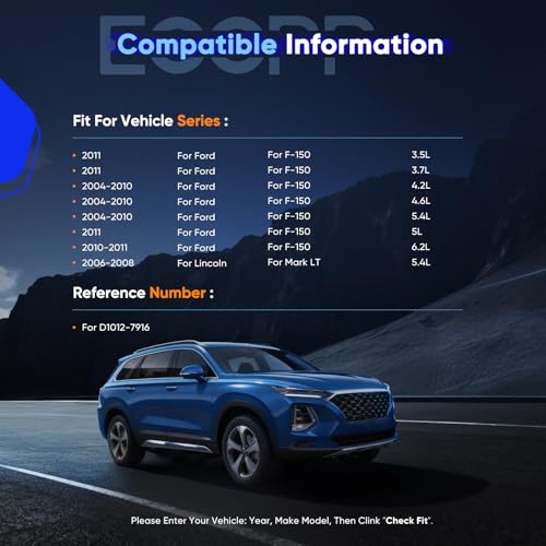 Image of Rear Brake Pads, ECCPP 4pcs Ceramic Pads Kits For Ford For F-150 2004-2011 | For Lincoln For Mark LT 2006 2007 2008 ATD1012C, D1012-7916 w /Hardware