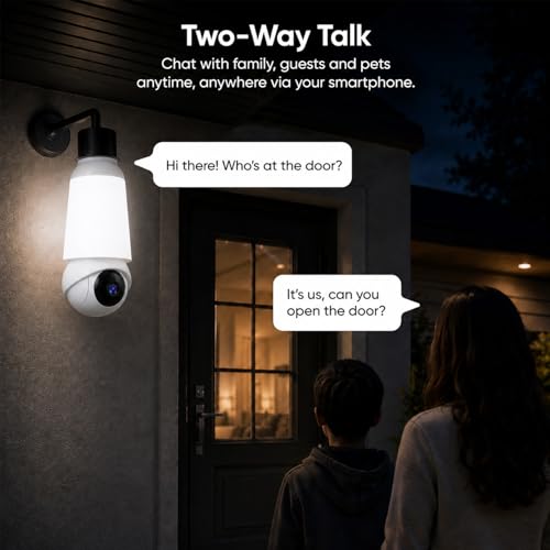 Image of Light Bulb Security Camera, Smart AI Cam 2K HD Outdoor Lightbulb Camera, 5G&2.4G WiFi PTZ Camera, 1000-Lumen LED, Color Night Vision, 911 Emergency Calling, Motion Dection (2Pack)