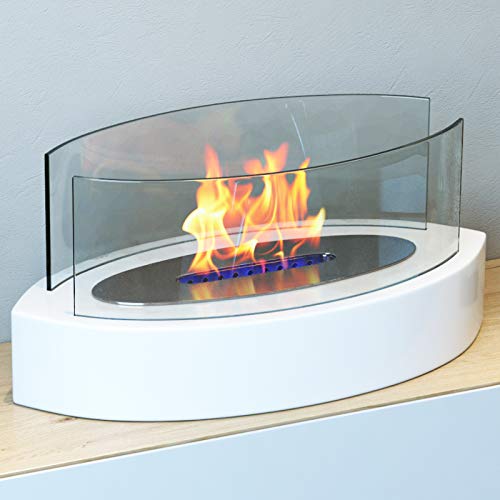 Regal Flame Veranda Ventless Indoor Outdoor Fire Pit Tabletop Portable Fire Bowl Pot Bio Ethanol Fireplace - Realistic Clean Burning Like Gel Fireplaces, or Propane Firepits (White)