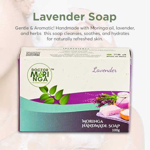 Image of Herbal Handmade Bathing Soap 100gm (5 Piece) | Lavendar Soap for Deep Cleansing | Removes Dirt & Impurities | No Mineral Oils | Suitable for All Skin Types