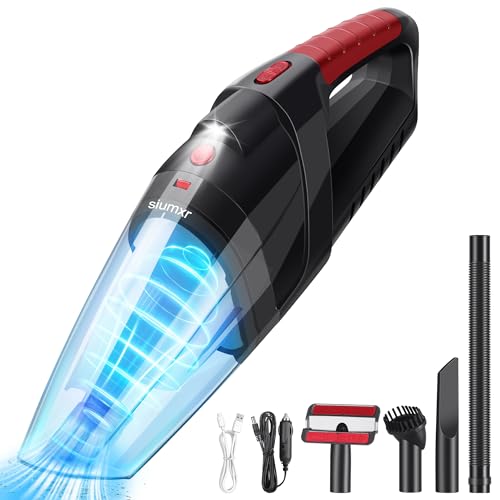 siumxr Handheld Vacuum Cordless,9000Pa Ultra Suction Car Vacuum Portable Cordless,Wet and Dry Cordless Vacuum Cleaner,with LED Mini Vacuum Cleaner for Home or Car or Pet Hair. (Black-Red)