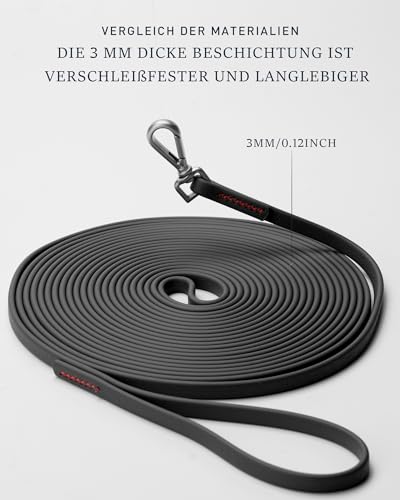 Japosy Schleppleine für Hunde, 5m / 10m / 15m Schleppleine mit Handschlaufe, Wasserdicht Trainingsleine für Große bis Kleine Hunde, Robuste & wetterfeste Hundeleine