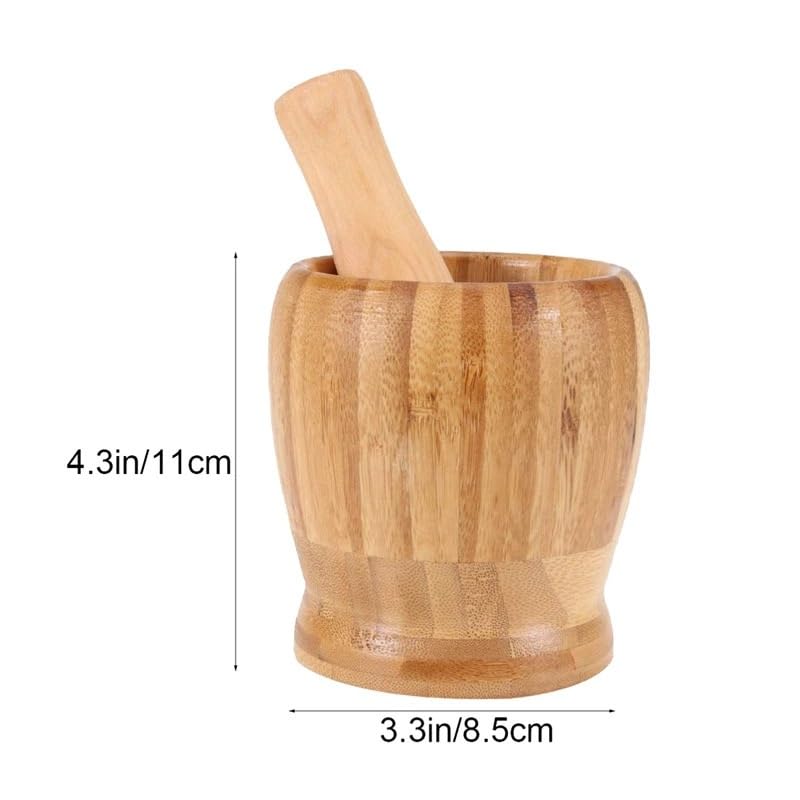 Pestle and Mortar Wooden Set Hand Masher Garlic Spice Grinder Mortar Bowl