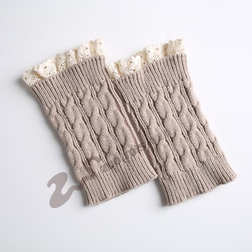Women's Crochet Knitted Leg Warmer Lace Top Winter Warm Boot Cuffs Topper Socks Short Leg Warmers2