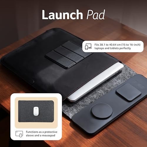 Image of Acer ChargeMate 4-in-1 Wireless Charging Laptop Sleeve for 13 inch - 16 inch Laptops | Fast Charging Pad for Phone & Earbuds | Mousepad | Height Adjustable Flap | Magnetic Closure | Waterproof (Black)