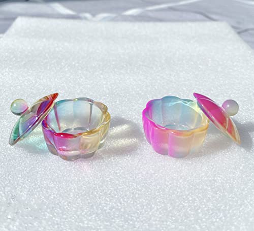 GBSTORE 2 Pcs Glass Crystal Dappen Dish Cup with Lid, Nail Art Acrylic Liquid Powder Glassware Bowl Nail Art Accessories