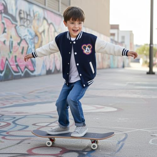 Image of Disney Kids Fleece Bomber Jacket, Varsity Outerwear with Pockets, 2-10Y