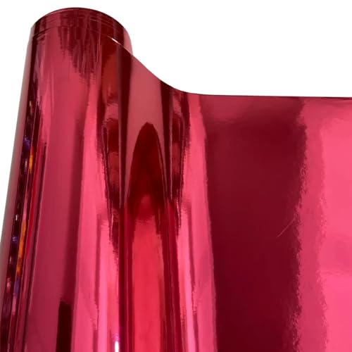 Image of LZLRUN 1FT x 5FT Chrome Mirror Vinyl Wrap Adhesive Car Sticker Decal Film (Rose Red, 1FT x 5FT)