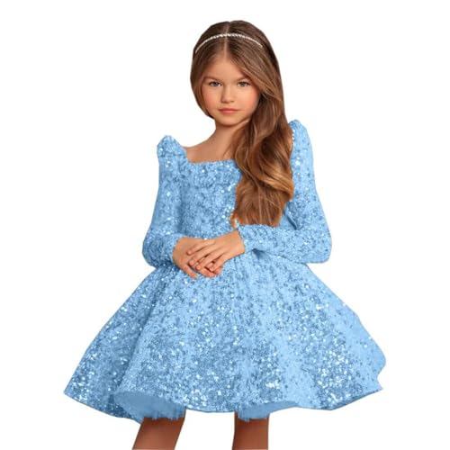 Sequin Flower Girl Dress Puffy Layers Birthday Party Dress Knee Length Princess Birthday Party for Girls FAY07