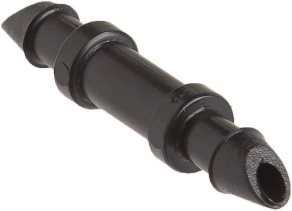 Raindrip 052020P Drip Watering Hose , Black Polyurethane 1/2 inch x 200 Ft & 312050B Drip Irrigation Fittings Single Barbed Coupling Connectors, 1/4-Inch, 50 Per Bag, for Trees, Gardens, Black