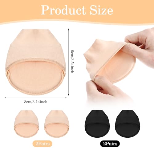 4 Pairs Ball of Foot Cushion Socks, Toe Topper Socks for Women No Show with Padding, Toe Topper Liner Socks with Sponge Cushion Half Socks for Heel2