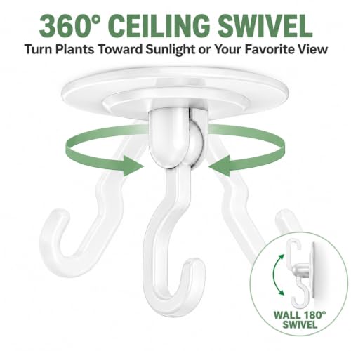 4-Pk Keno 3-Lb Adhesive Swivel Ceiling Hooks (White) - image 8