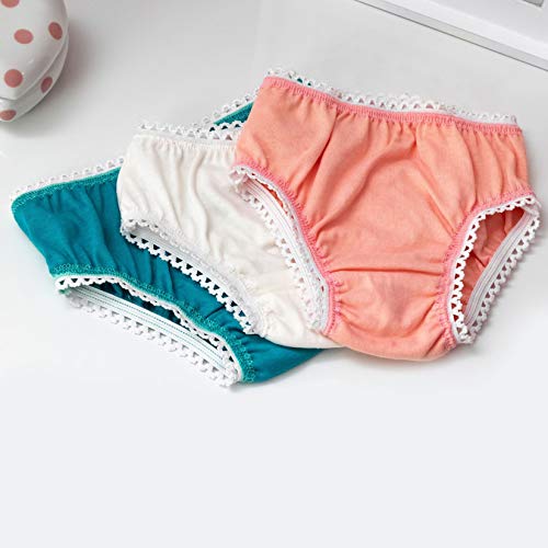 Kit 3 Peças Calcinhas Bebê e Infantil Malha Algodão Antialérgicas Azul Petróleo, Palha e Salmão