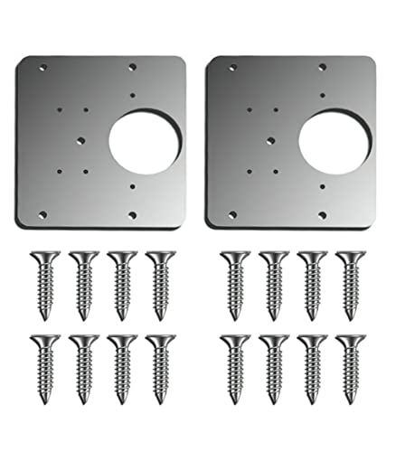 Plaque de réparation de charnière pour portes d'armoire, plaque de réparation en acier inoxydable, avec trou et vis, pour armoires, placards de cuisine (2 fers + 16 vis) Cover