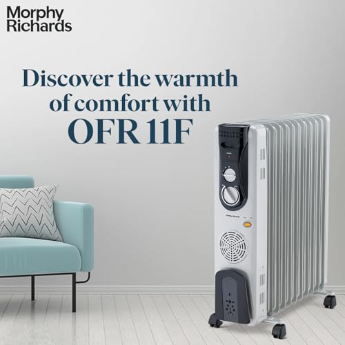 Image of Morphy Richards OFR 11F 11-Fin 2900W Oil Filled Radiator Room Heater | Adjustable Thermostat | Safety Tilt & Auto Thermal Shutoff | Castor Wheels for Easy Mobility | Silent Heating