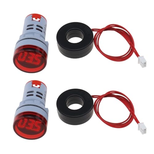 Create idea 2 Piezas Pantalla Digital LED Amperímetro CA Amperímetro Digital LED Monitor Corriente CA Probador Corriente CA Circular para Indicación Señal Pantalla Corriente Potencia