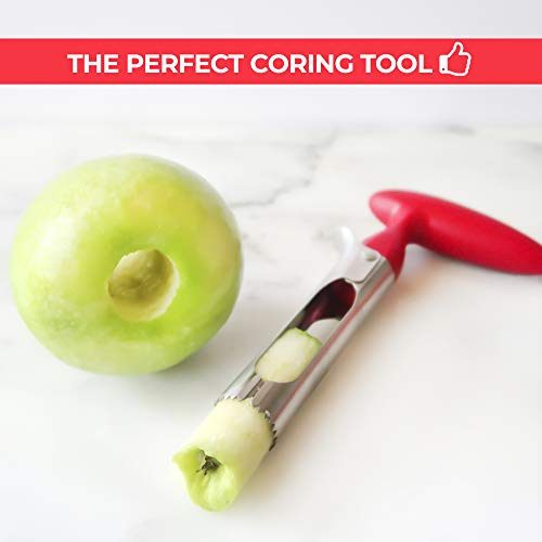 Zulay Premium Apple Corer - Easy To Use Durable Apple Corer Remover For Pears, Bell Peppers, Fuji, Honeycrisp, Gala And Pink Lady Apples - Stainless Steel Best Kitchen Gadgets Cupcake Corer - Red #TOP4