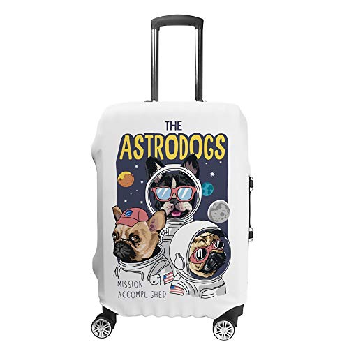 Guitong Suitcase Covers Travel Anti-scratch Luggage Protector Slogan Dogs Astronaut Costume Trolley Luggage Case Washable Travel Business Fits 18-32 Inch Luggage